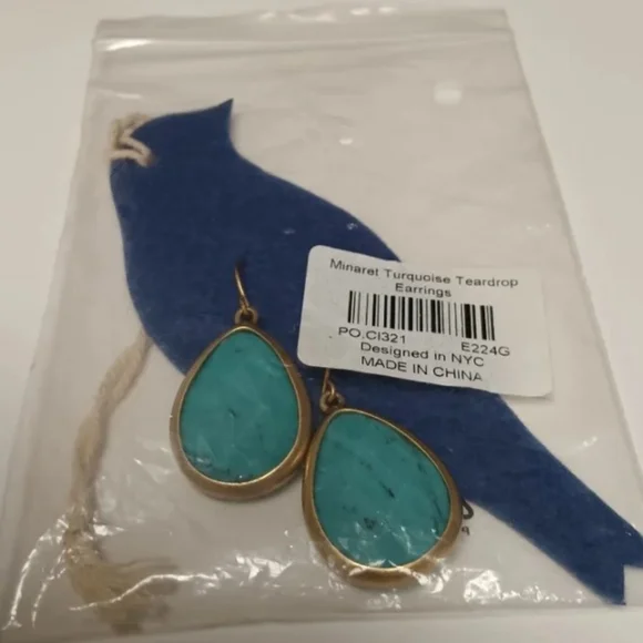 CHLOE & ISABEL MINARET TURQUOISE TEARDROP EARRINGS - Picture 4 of 4